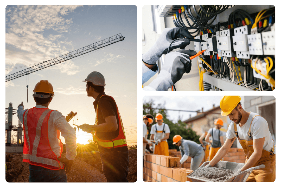 Electronet & Construction crew — job site consultation, electrical panel work, and masonry